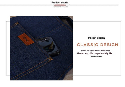 Delantal de Trabajo Denim Desarmable con Bolsillos y Protección Antitinta - Image 10