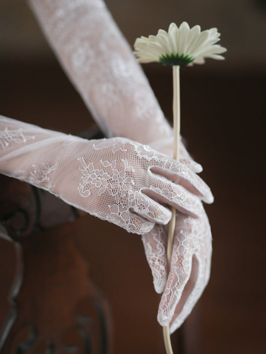 Guantes de Novia Encaje Blanco Tul Fairy para Sesión Fotográfica - Image 10