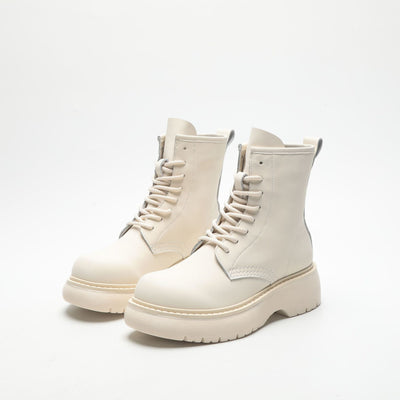 Botines Rosas de Cuero con Suela Elevada - Botas Tobilleras Versátiles para Mujer - Image 5