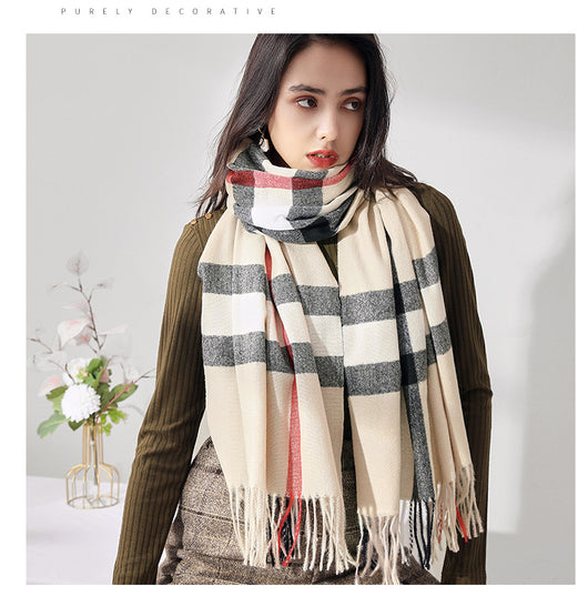 Bufanda de Imitación Cashmere con Rayas Suave - Abrigo Cálido y Elegante - Image 22
