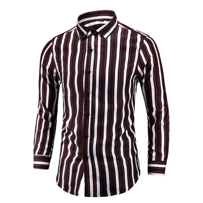 Camisa Manga Larga a Rayas Estilo Coreano para Hombres Jóvenes - Image 2
