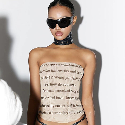 Chaleco Estampado con Letras sin Tirantes para Mujer - Image 14