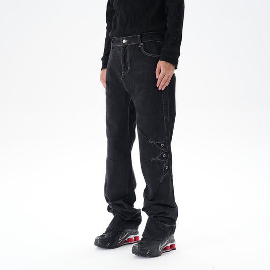 Jeans Sueltos Machete con Contraste de Color para Hombre - Image 9
