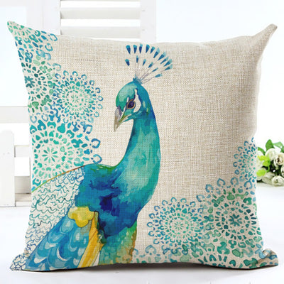 Funda de Almohada Estampado Pavo Real en Algodón y Lino - Image 4