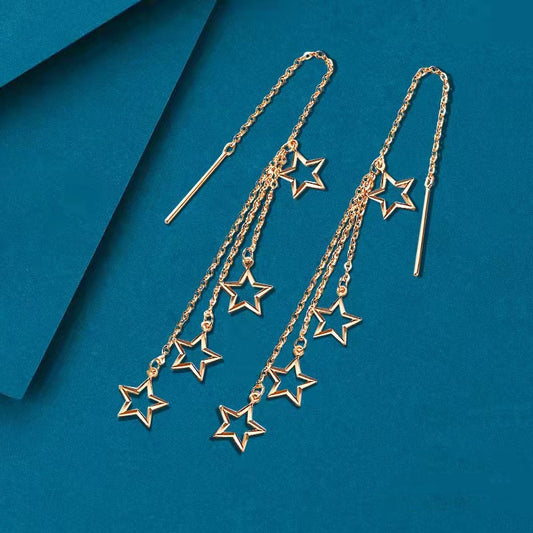 Aretes de Oro Au750 Livianos y Versátiles con Borlas
