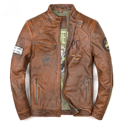 Chaqueta de Cuero Vintage Desgastada para Hombre - Image 8