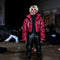 Chaqueta Puffer Corta de Cuero con Cuello Alto y Fruncido