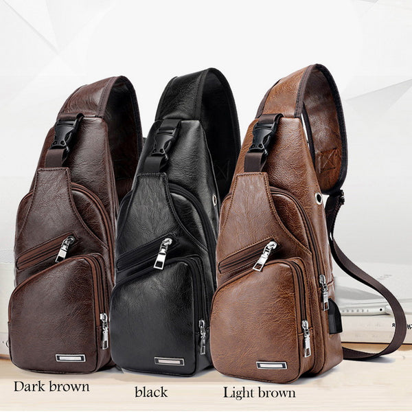 Bolsa Pecho Hombre con Carga USB - Bandolera Diagonal Impermeable