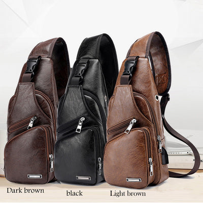 Bolsa Pecho Hombre con Carga USB - Bandolera Diagonal Impermeable