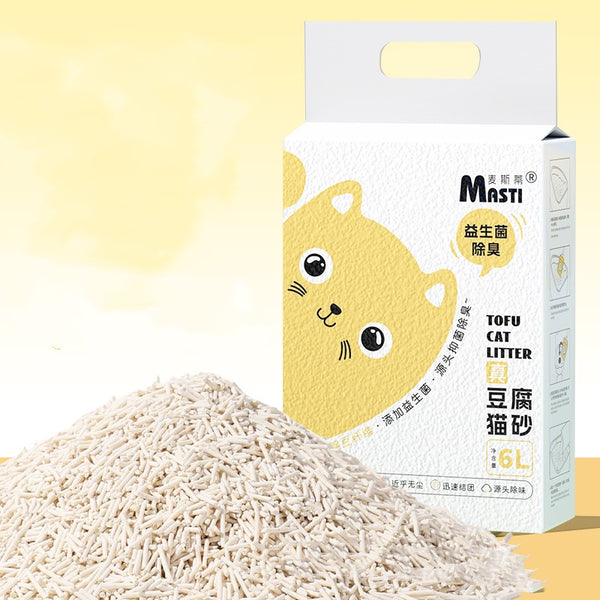 Arena Sanitaria de Tofu para Gatos 6L con Probióticos y Desodorante Natural