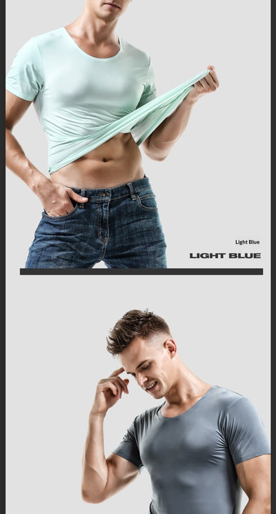 Playera Blanca Hombre Ice Silk Sin Costuras - Manga Corta Verano - Image 12