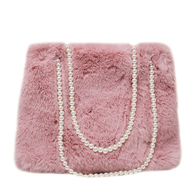 Bolso de Hombro Pearl Plush de Gran Capacidad con Detalles Perlados - Image 22
