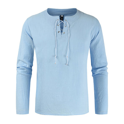 Camisa de Lino y Algodón con Cordones para Hombre - Image 8