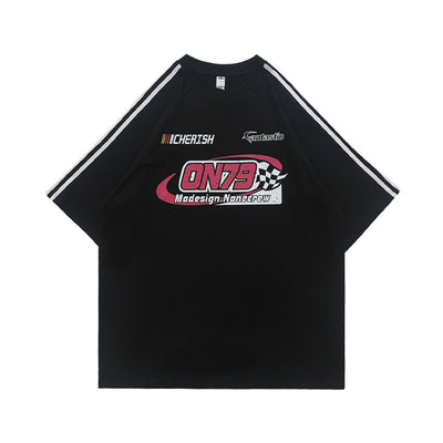 Playera Retro de Carreras con Estampado Desgastado - Unisex para Pareja - Image 6