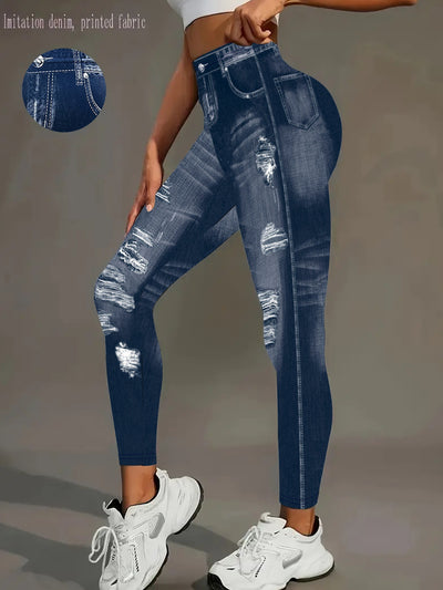 Leggings de Estilo Denim con Estampado Digital para Mujer - Image 18