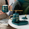 Taza de Pareja Grande con Tapa y Cuchara - Diseño Creativo para Café
