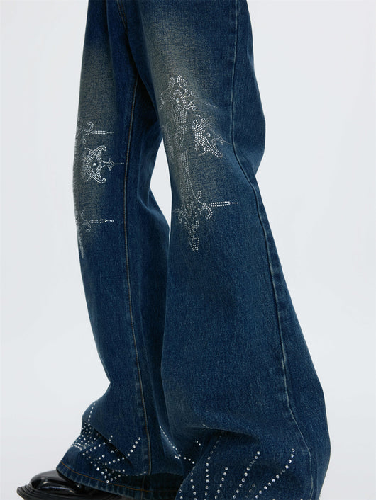Jeans Acampanados Efecto Lavado con Cristales Brillantes - Image 5