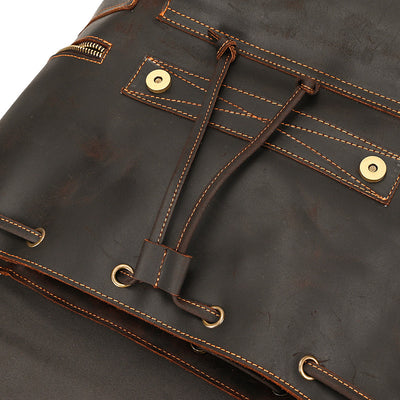 Mochila Vintage de Cuero Crazy Horse Gran Capacidad - Image 8