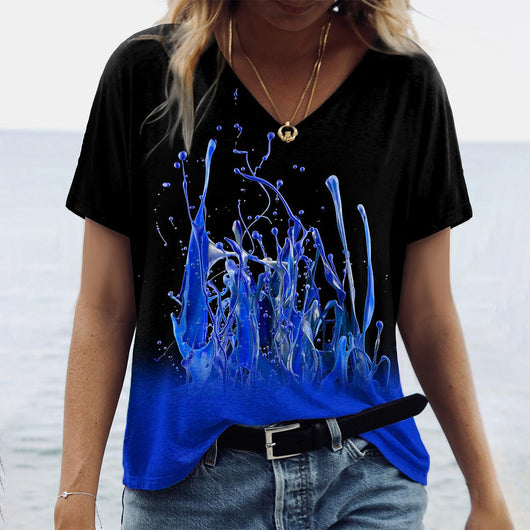 Blusa Cuello V con Estampado Abstracto para Mujer - Image 3