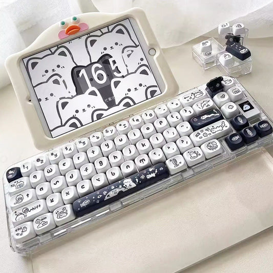 Keycap Gato Fantasy MOA - Diseño Minimalista Blanco y Negro