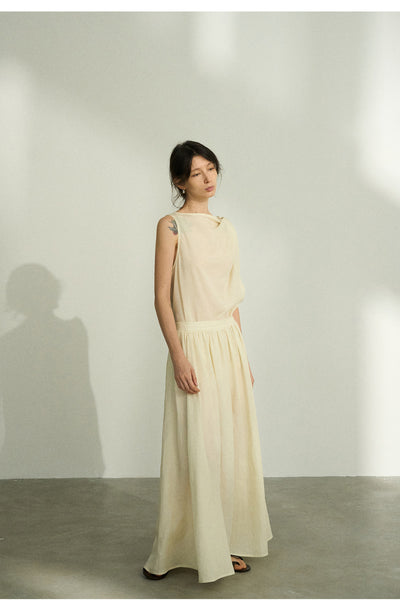 Falda Plisada Tencel Lino Efecto Desteñido con Volumen - Elegancia Moderna para Mujer - Image 37