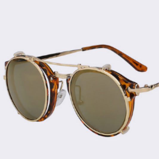 Gafas de Sol Espejo Dual con Funda - Unisex Vintage y Moderno