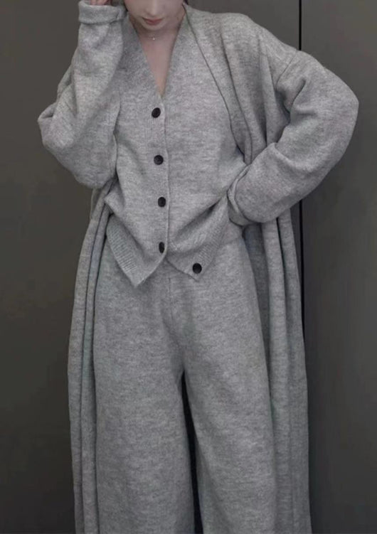 Conjunto de 3 Piezas: Cardigan Tejido, Chaleco y Pantalón Cintura Alta - Image 7