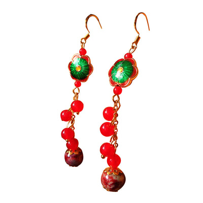 Aretes de Cerámica con Calcedonia Cloisonné - Joyería Étnica Artesanal - Image 8