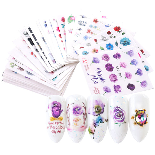 Pegatinas de Agua para Uñas con Diseños de Mariposas, Frutas y Flores Doradas - Image 4