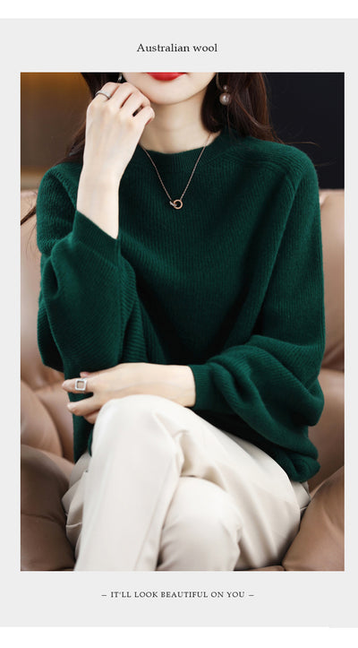 Suéter de Lana Pura Mujer Cuello Redondo Raglan - Polera Versátil Todo Uso - Image 14