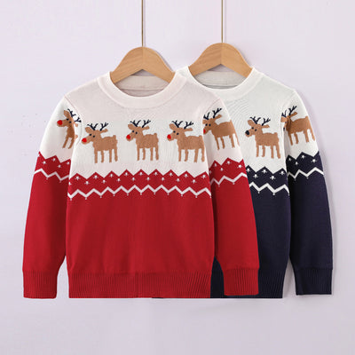 Suéter Navideño Infantil Tejido Grueso con Diseño de Reno - Image 10