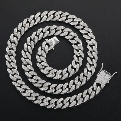Cadena Cubana Hip Hop de Doble Fila con Diamantes Completos 12mm para Hombre - Image 9
