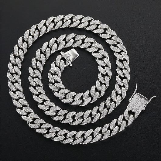Cadena Cubana Hip Hop de Doble Fila con Diamantes Completos 12mm para Hombre - Image 9