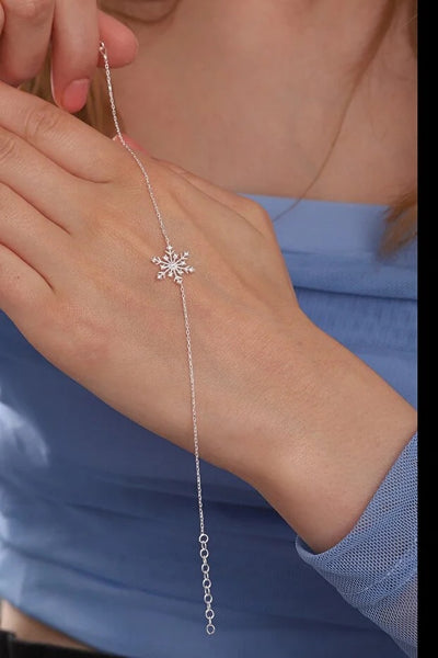 Pulsera de Plata 925 Copo de Nieve con Piedra de Circón Blanco