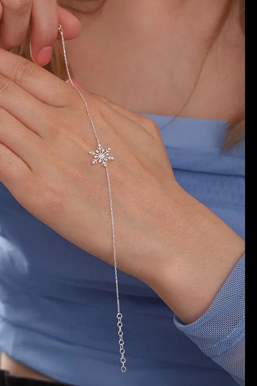 Pulsera de Plata 925 Copo de Nieve con Piedra de Circón Blanco