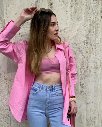 Camisa Oversize Minimalista Suelta para Verano
