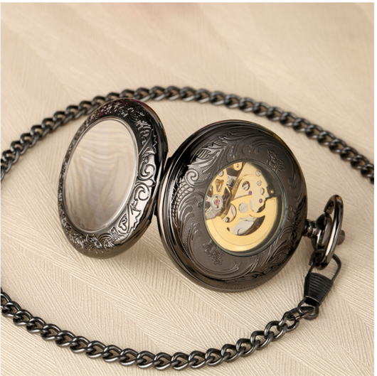 Reloj de Bolsillo Mecánico Automático con Lupa Grabada y Tapa Transparente - Image 13