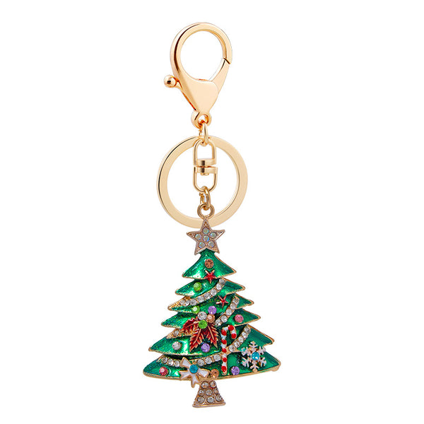 Llavero Navideño Árbol de Navidad con Gotas de Diamante Europeo y Americano