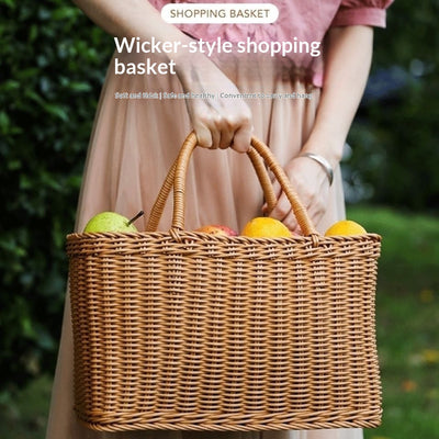 Canasta Tejida de Ratán para Compras, Frutas y Flores - Image 17