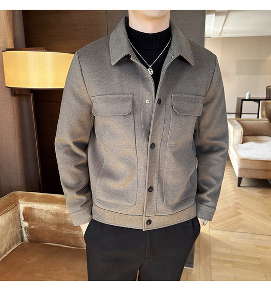 Blazer de Lana Corto para Hombre con Solapa Slim Fit Invierno - Image 12