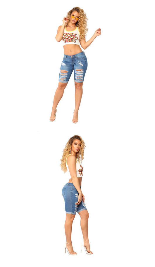 Pantalones Vaqueros Ajustados Levanta Glúteos con Rotos en Puños para Mujer - Image 7