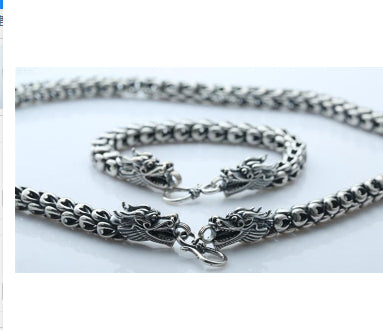 Collar Vintage Cabezas de Dragón Doble Plata S925 con Escamas - Image 5