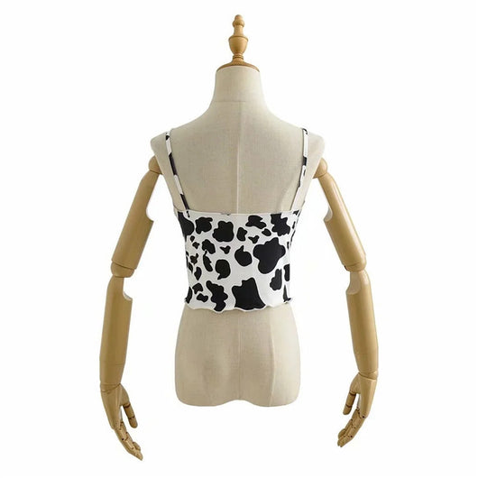 Top Corto Ajustado con Diseño de Pliegue en Pecho y Estampado Vaca - Image 5