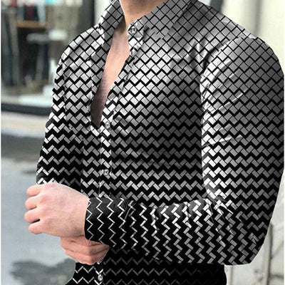 Camisa Casual de Manga Larga con Impresión Digital 3D para Hombre - Image 8