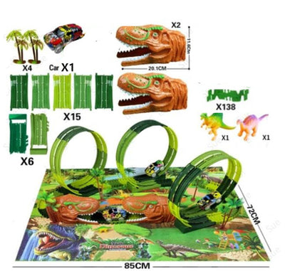 Juguete de Carrera en Pista Eléctrica Tiranosauro Dinosaurio Ensamblable con Simulación - Image 37