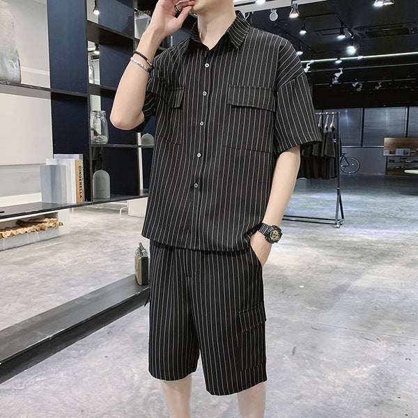 Conjunto de Moda Hombre: Chaqueta, Camisa y Pantalones a Rayas - Image 4