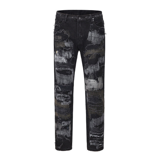 Pantalones Vaqueros con Parche Bordado God Cow Destroyed - Image 2