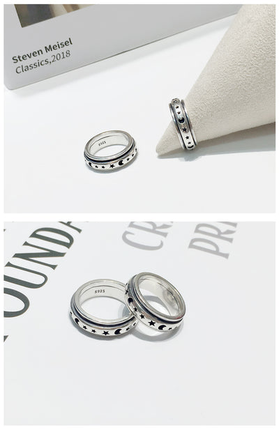 Anillo de Plata Esterlina Giratorio Xingyue Vintage Tailandés Personalizado para Parejas - Image 10