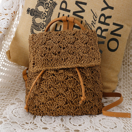 Bolsa de Playa Tejida en Paja Natural