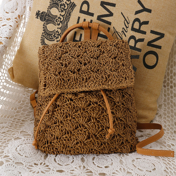 Bolsa de Playa Tejida en Paja Natural